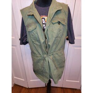 Merona Olive Green Zip Up Utility Vest XXL Pockets Grunge Military Gorpcore